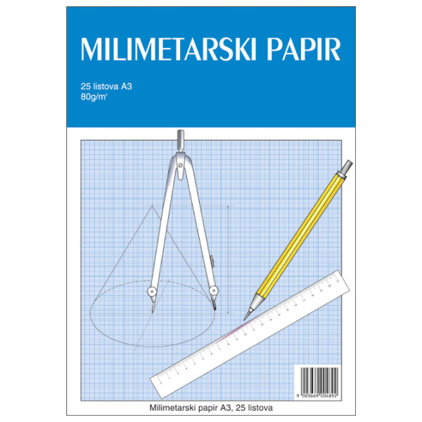 Blok milimetarski A3 25L za tehničko crtanje Educa 163