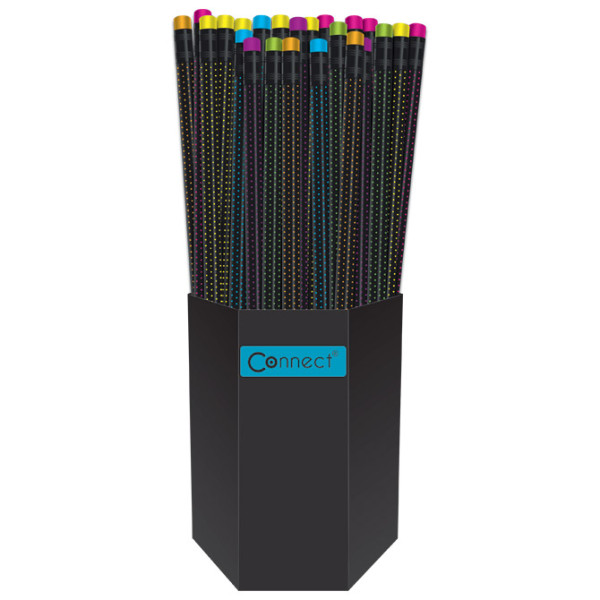 Olovka grafitna HB s gumicom Black u čaši Connect 3808 sortirano