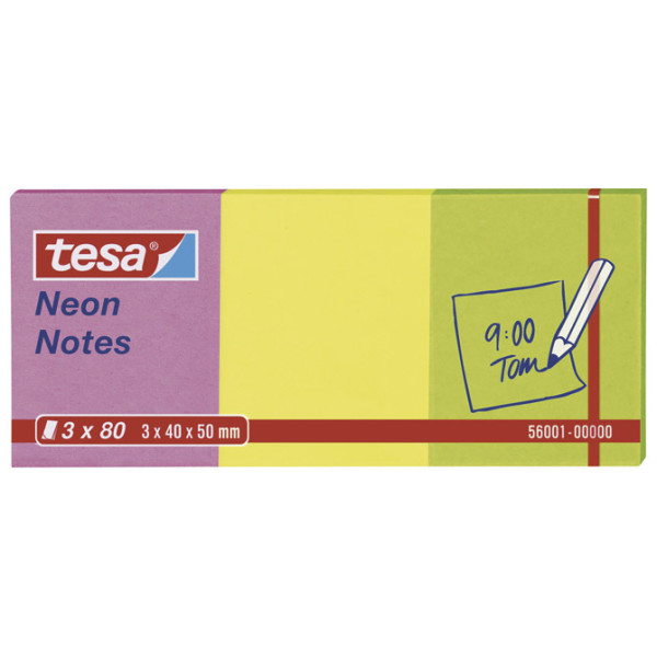 Blok samolepljiv  40x50mm 3x80L Neon Notes Tesa 56001